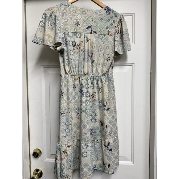 Monteau Los Angeles Patchwork Print Spring Dress Medium Free People Cottagecore - Picture 6 of 7